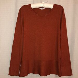 Vila Milano L Wool Blend Burnt Orange Rust Fine Knit Crewneck Sweater